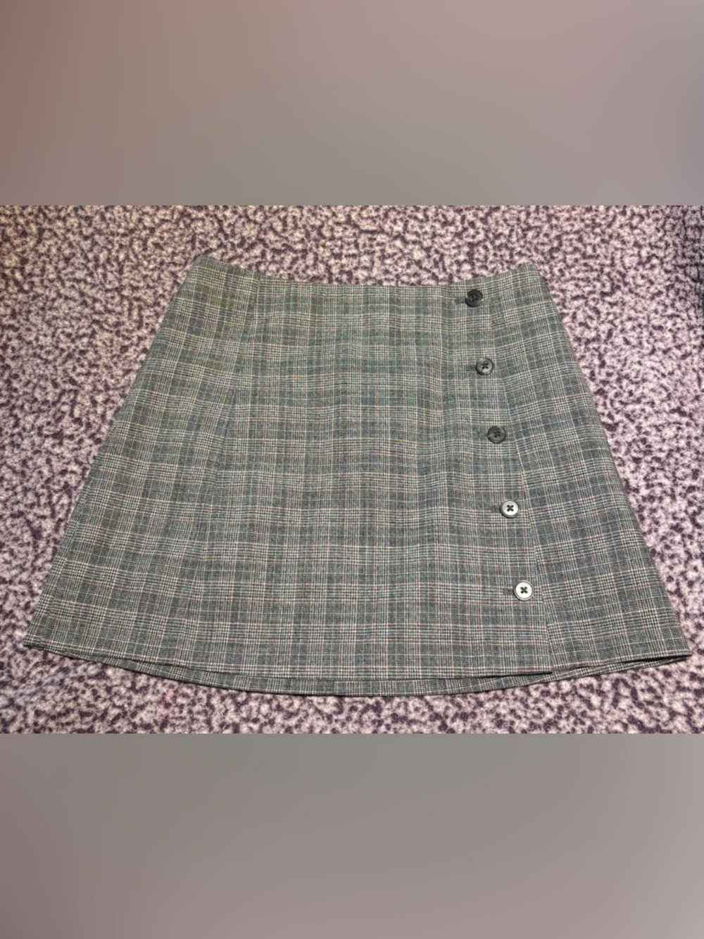 Sunday Best Gray Plaid Button-Front Mini Skirt Size 6